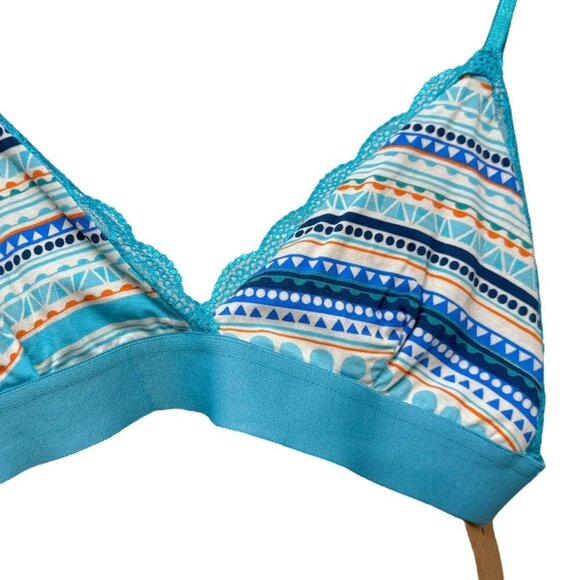 Stripe & Stare Bra Size Small Bralette Blue Turquoise Stripe Modal Blend NEW - Picture 3 of 7